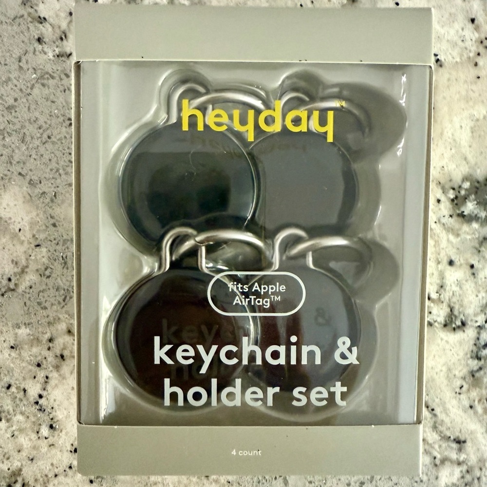 Heyday, black AirTags Keychain Holder set of 4. New. Un-opened.